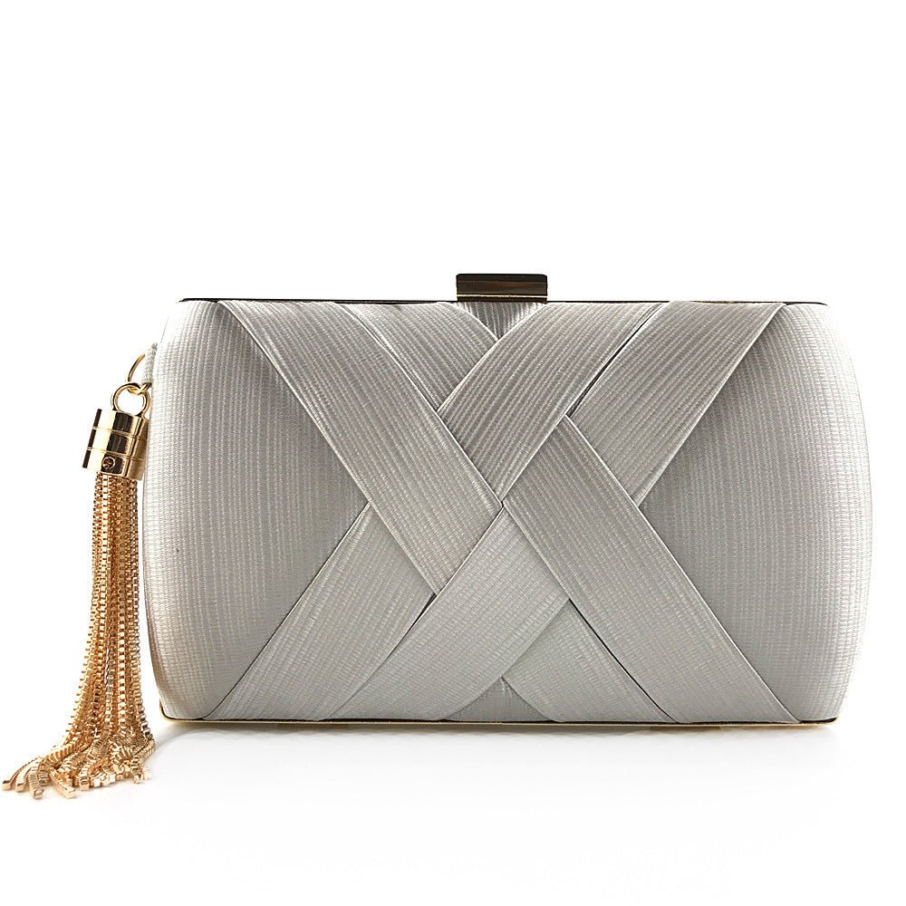 Éclessa Luxury Evening Clutch | Satin Bag with Tassels for Classic and Modern Elegance