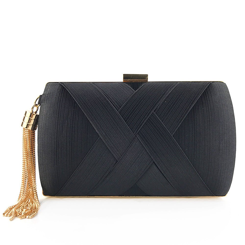 Éclessa Luxury Evening Clutch | Satin Bag with Tassels for Classic and Modern Elegance