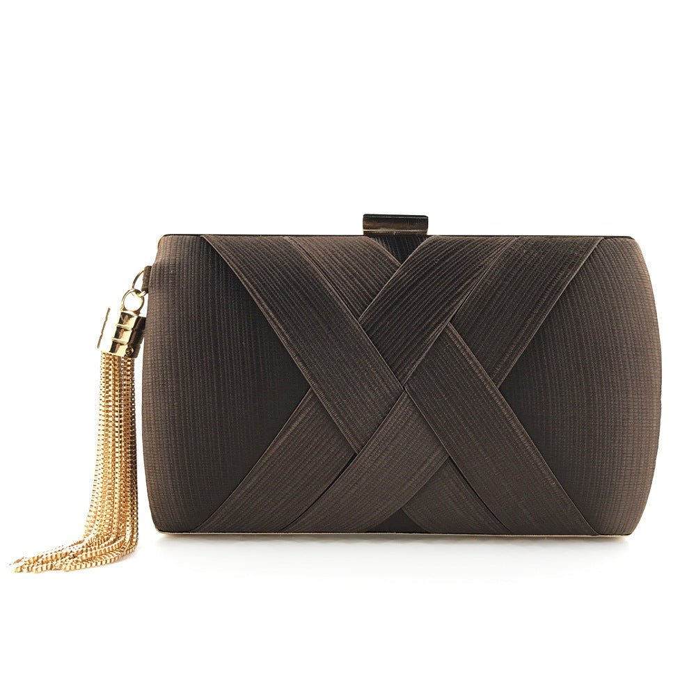 Éclessa Luxury Evening Clutch | Satin Bag with Tassels for Classic and Modern Elegance