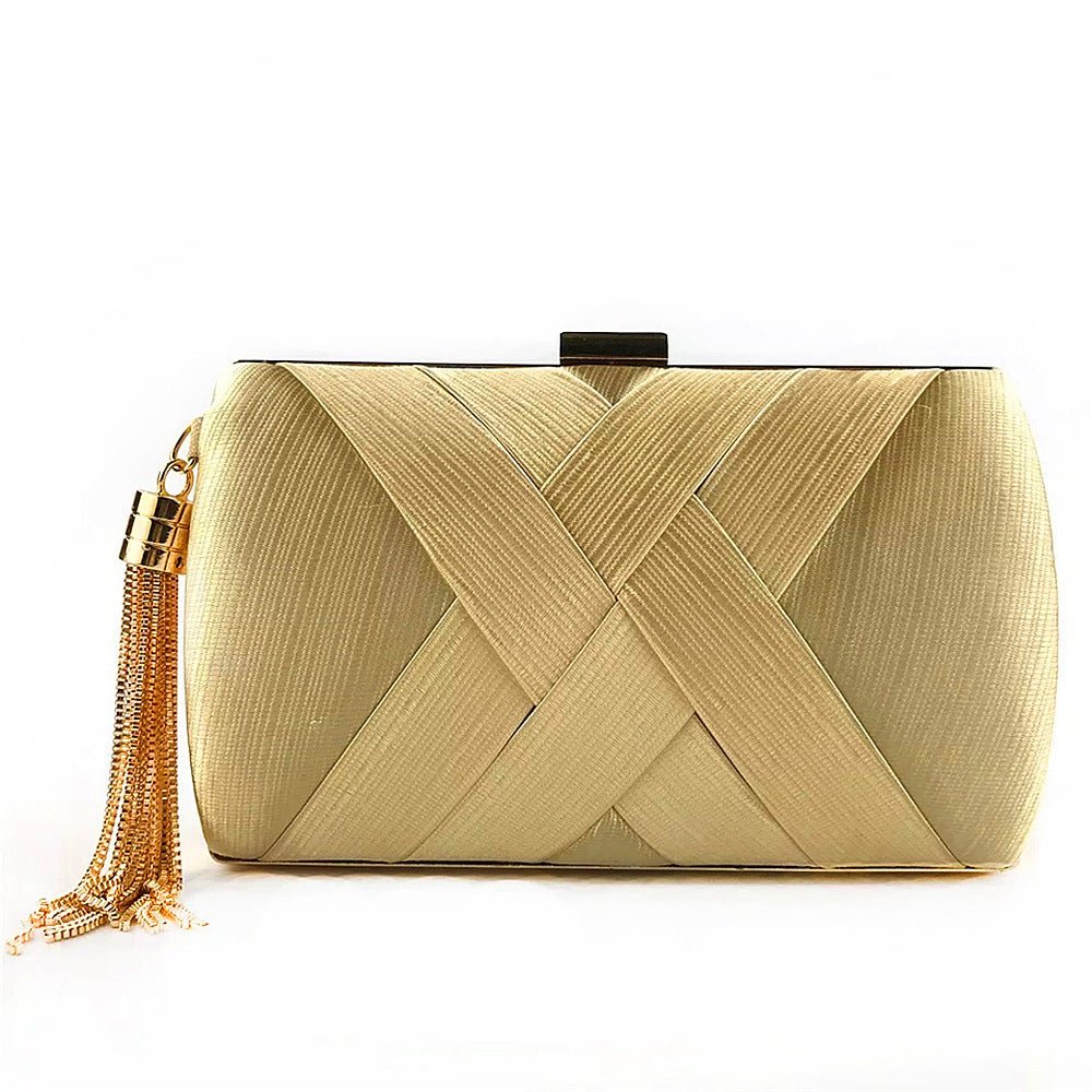 Éclessa Luxury Evening Clutch | Satin Bag with Tassels for Classic and Modern Elegance