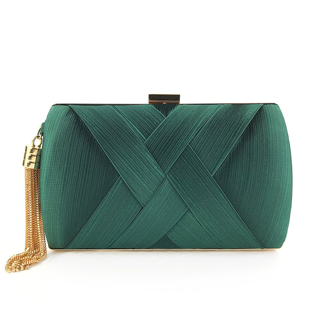 Éclessa Luxury Evening Clutch | Satin Bag with Tassels for Classic and Modern Elegance