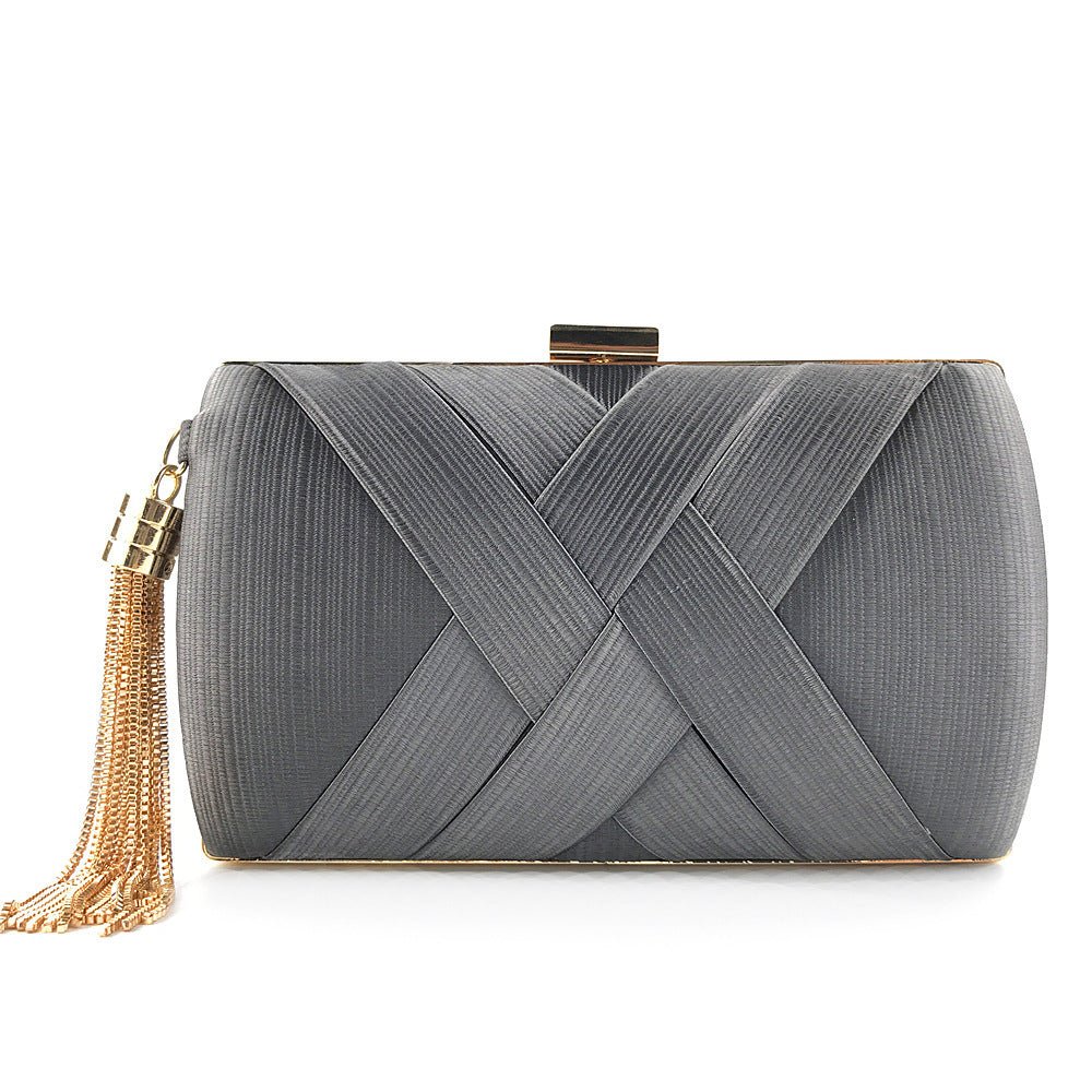 Éclessa Luxury Evening Clutch | Satin Bag with Tassels for Classic and Modern Elegance