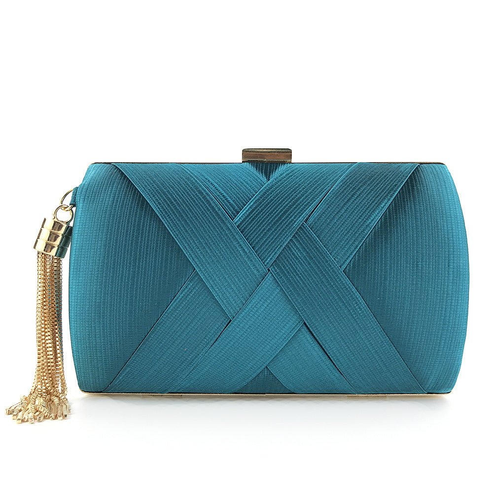 Éclessa Luxury Evening Clutch | Satin Bag with Tassels for Classic and Modern Elegance
