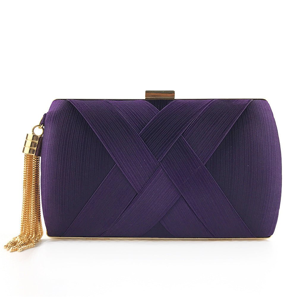 Éclessa Luxury Evening Clutch | Satin Bag with Tassels for Classic and Modern Elegance
