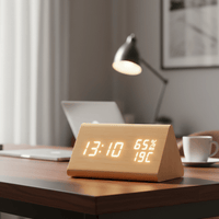 Horloge digitale en bois avec contrôle de température & lumière