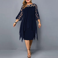 Vestido Midi Elegante Talla Grande para Otoño