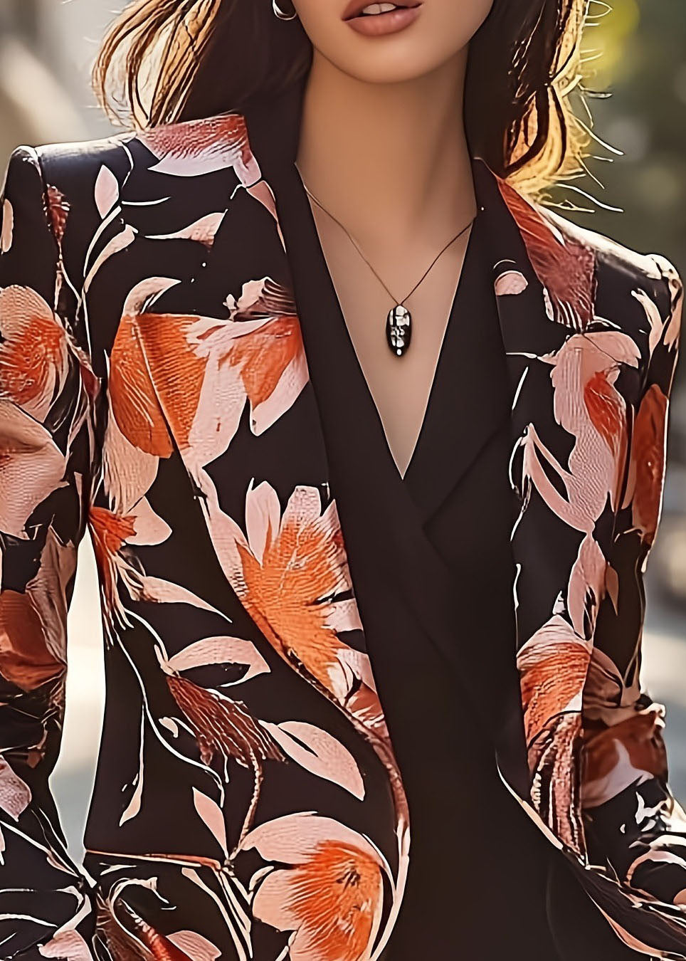 Elegant Women's Floral Blazer with Colorful Pattern