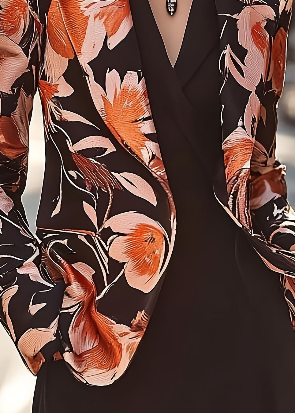 Elegant Women's Floral Blazer with Colorful Pattern