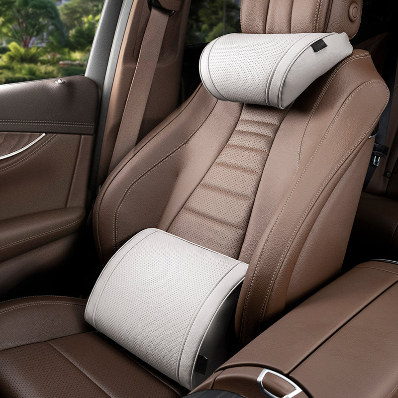 Ergonomic Memory Foam Car Lumbar Cushion and Headrest Support Set