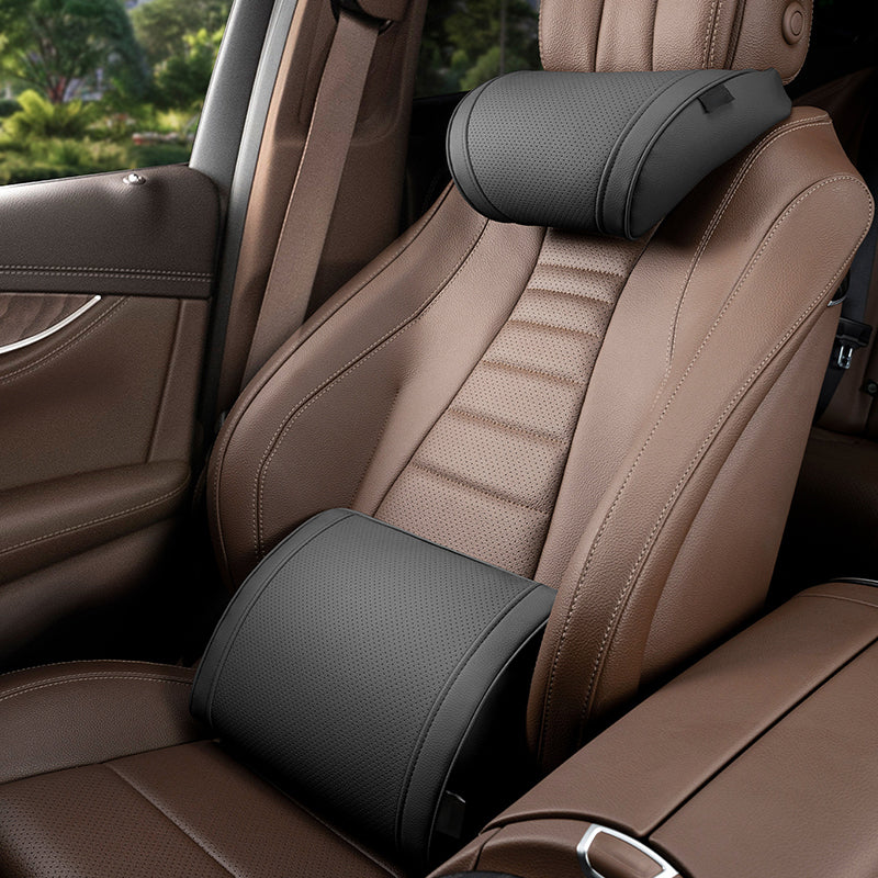 Ergonomic Memory Foam Car Lumbar Cushion and Headrest Support Set