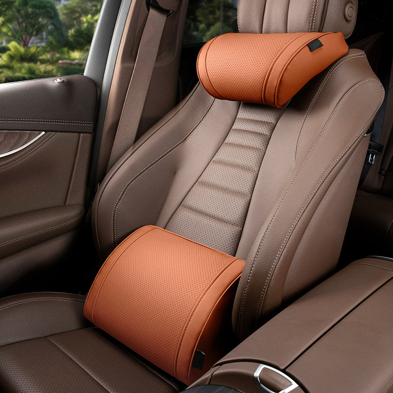 Ergonomic Memory Foam Car Lumbar Cushion and Headrest Support Set