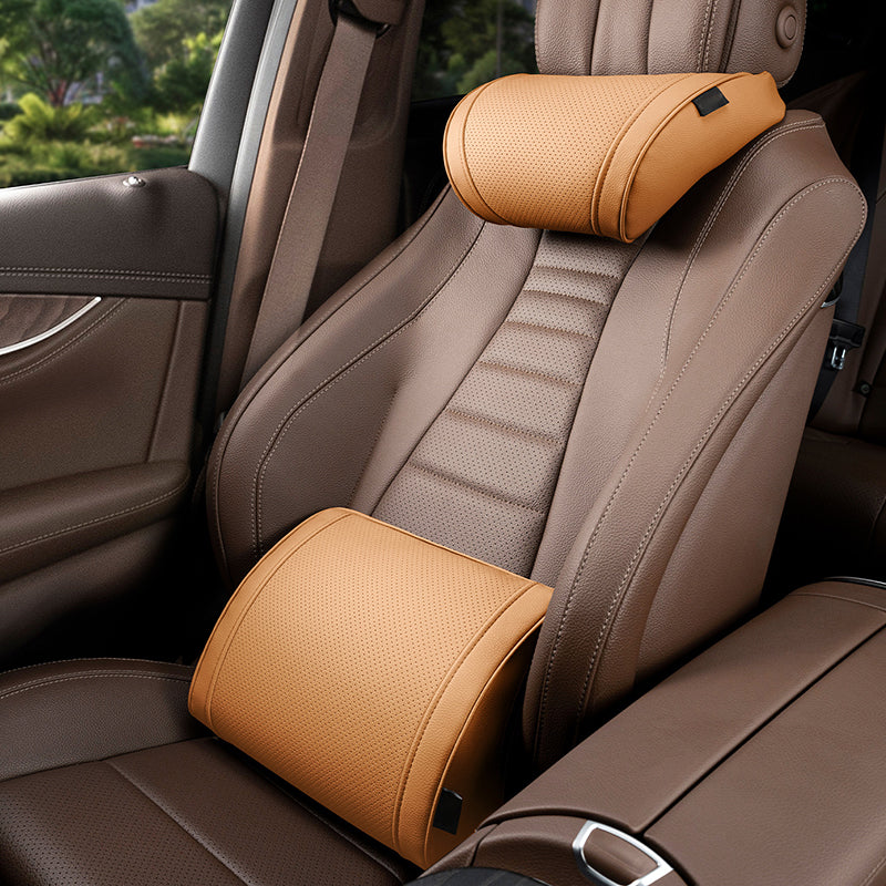 Ergonomic Memory Foam Car Lumbar Cushion and Headrest Support Set