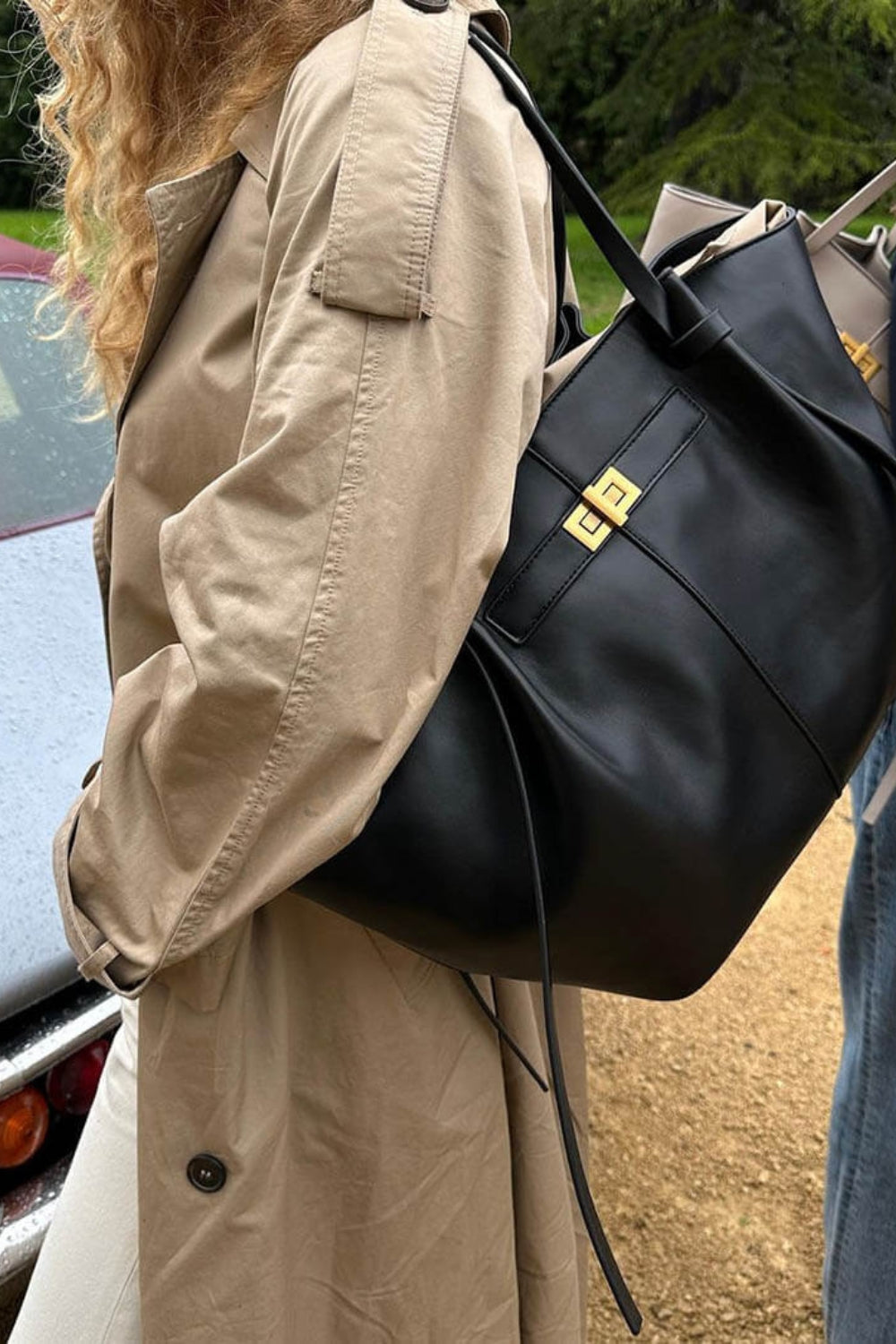Sac cabas en cuir pour tous les jours avec détail de fermeture avant