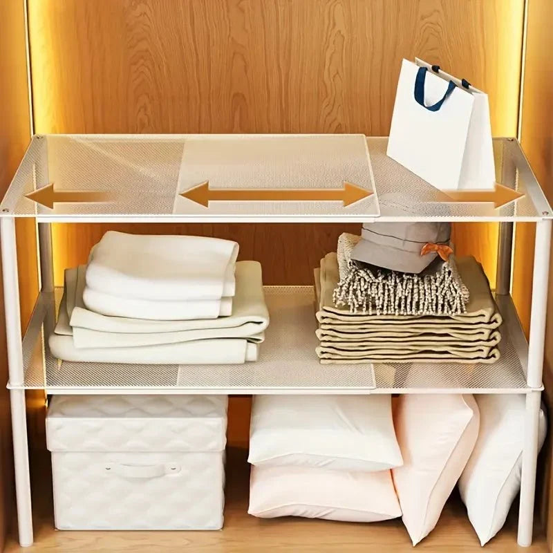 Étagère de placard extensible à 2 niveaux - montage sans outils