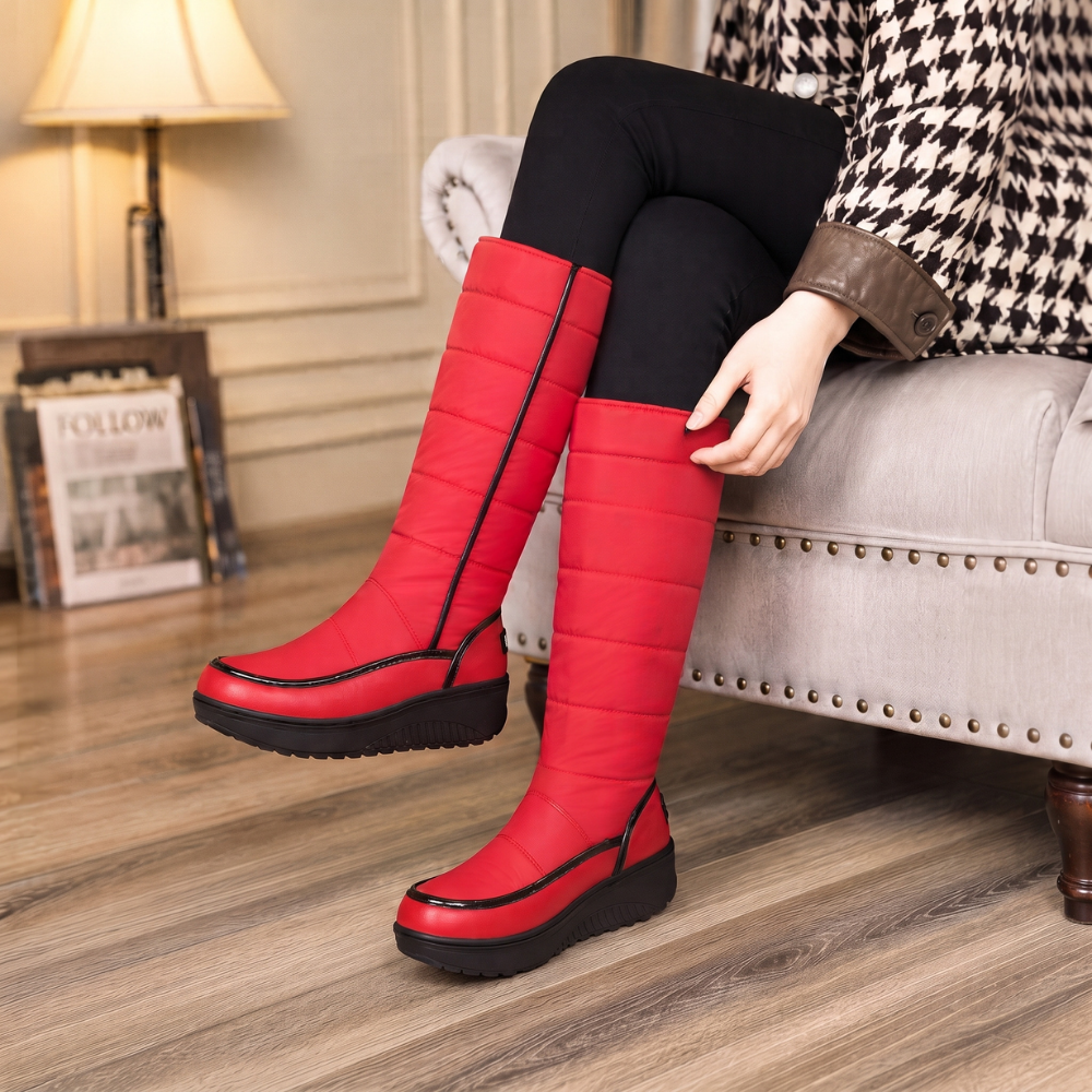 Faux Fur-Lined Knee-High Pull-On Boots