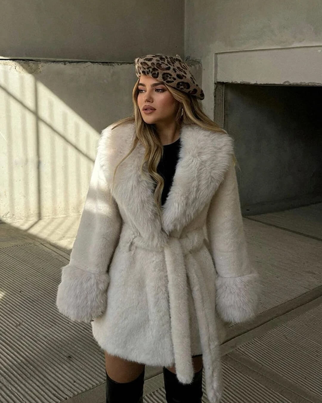 Faux Fur Trim Coat
