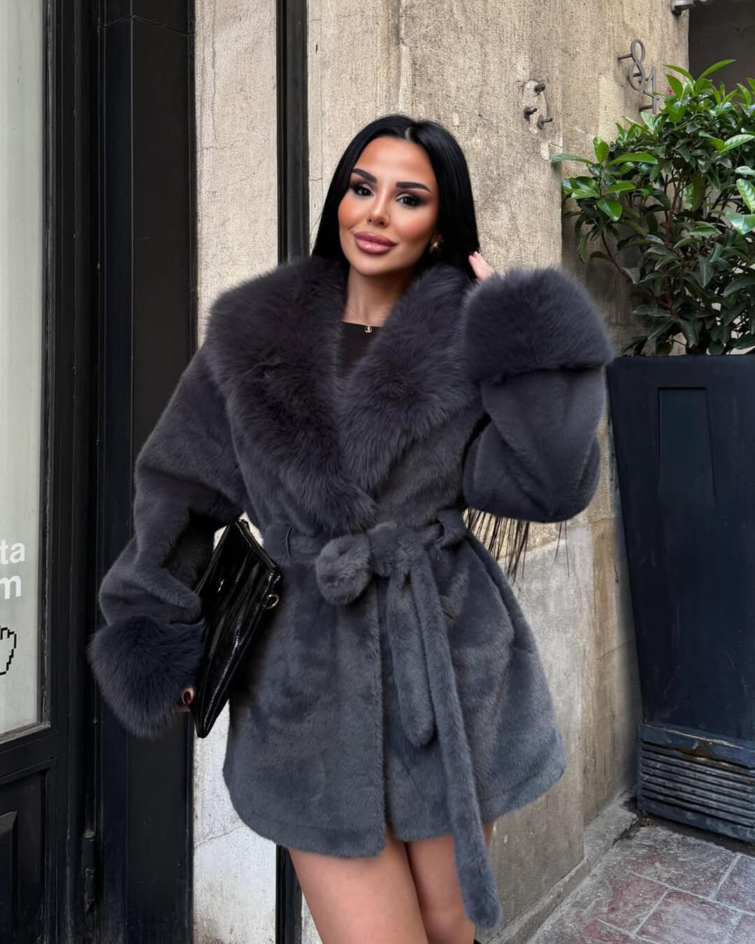 Faux Fur Trim Coat