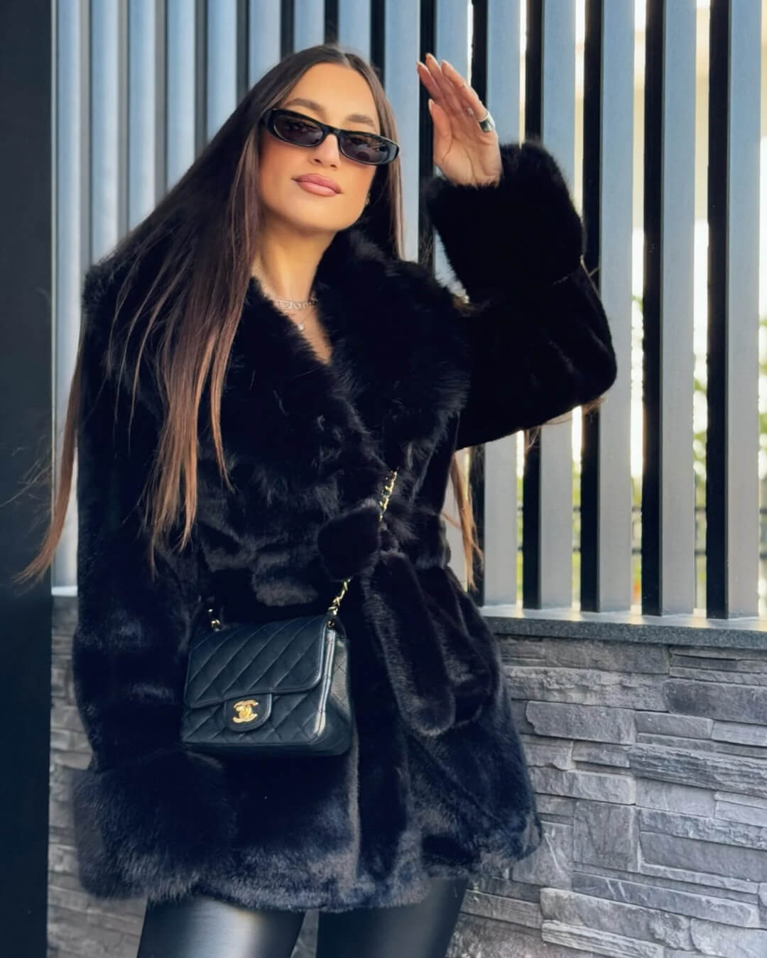 Faux Fur Trim Coat