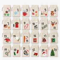 Fillable Advent Calendar Bags – 24 Reusable Fabric Drawstring Pouches with Numbers, 15 x 10 cm
