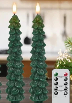 Flameless Christmas Candles with Flickering LED Light and Remote Control Timer