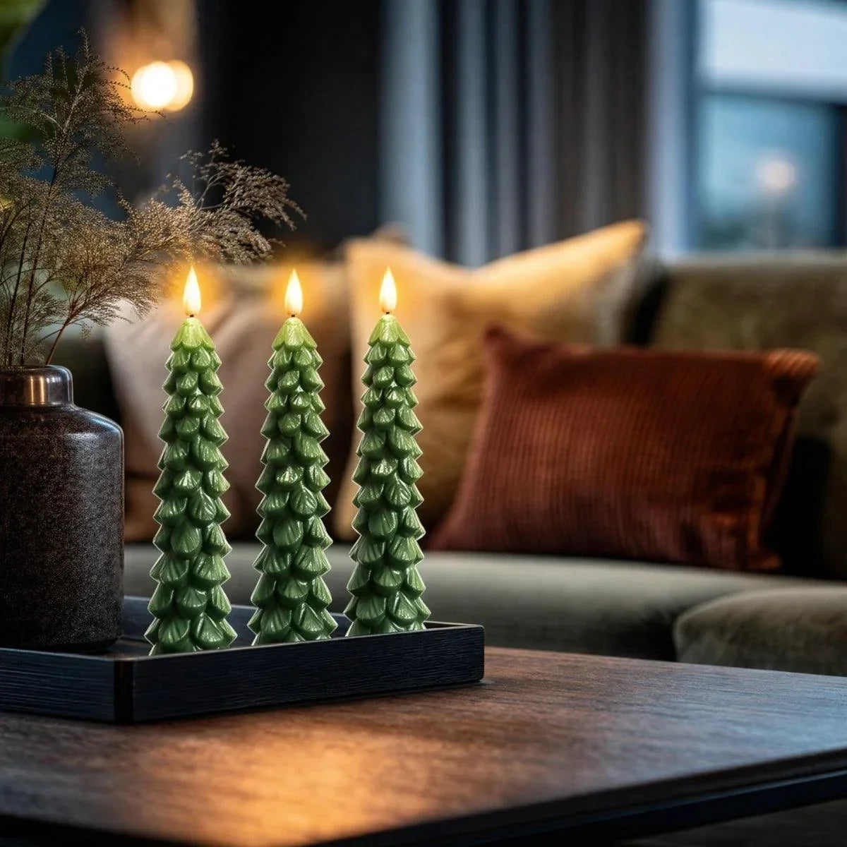 Flameless Christmas Candles with Flickering LED Light and Remote Control Timer