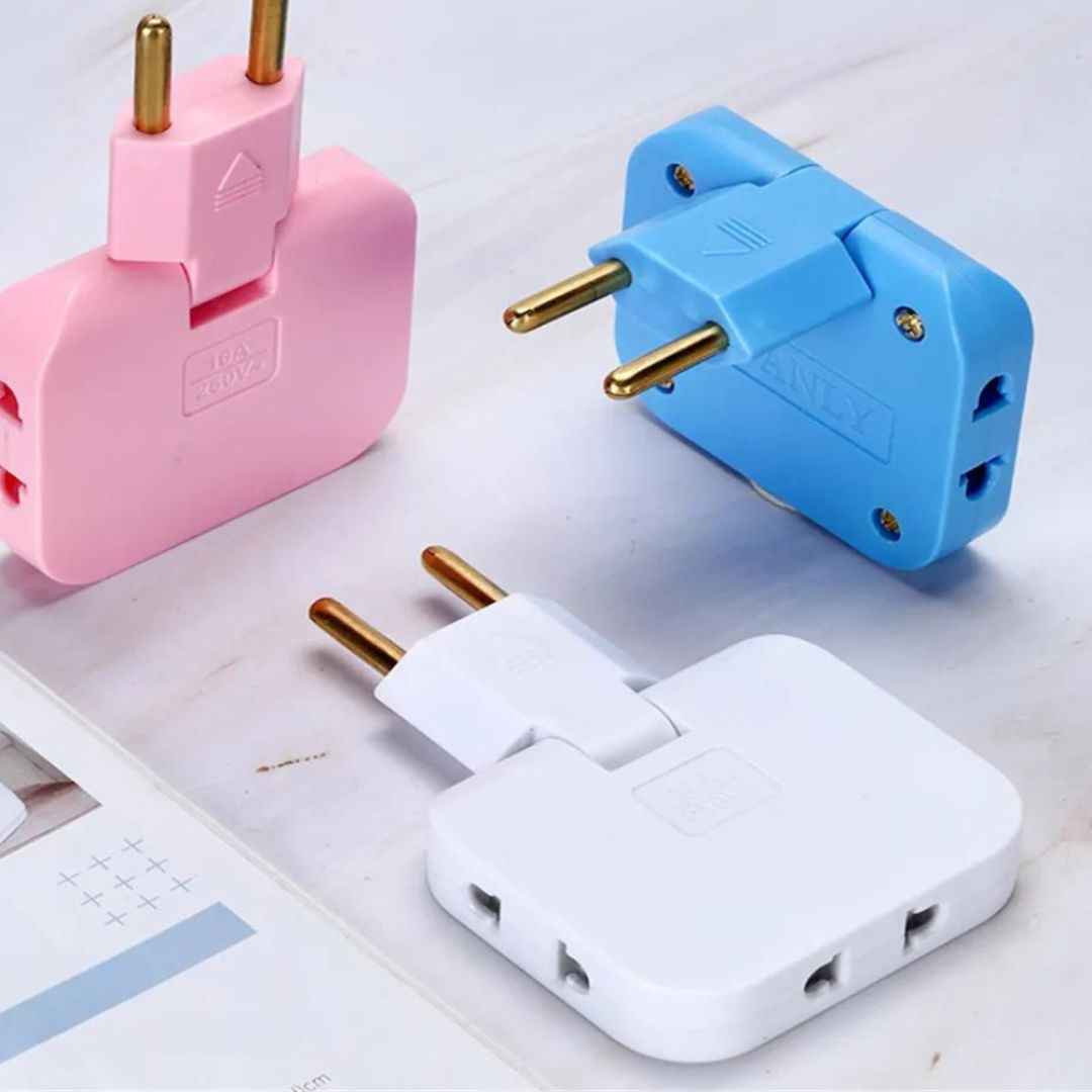 Flat Plug Adapter | 1-to-3 Socket Splitter for Tight Spaces
