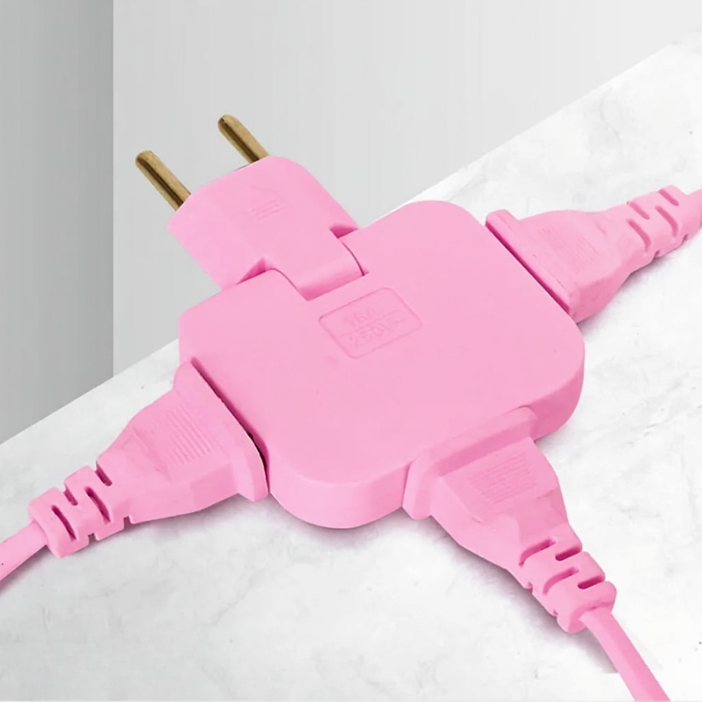 Flat Plug Adapter | 1-to-3 Socket Splitter for Tight Spaces