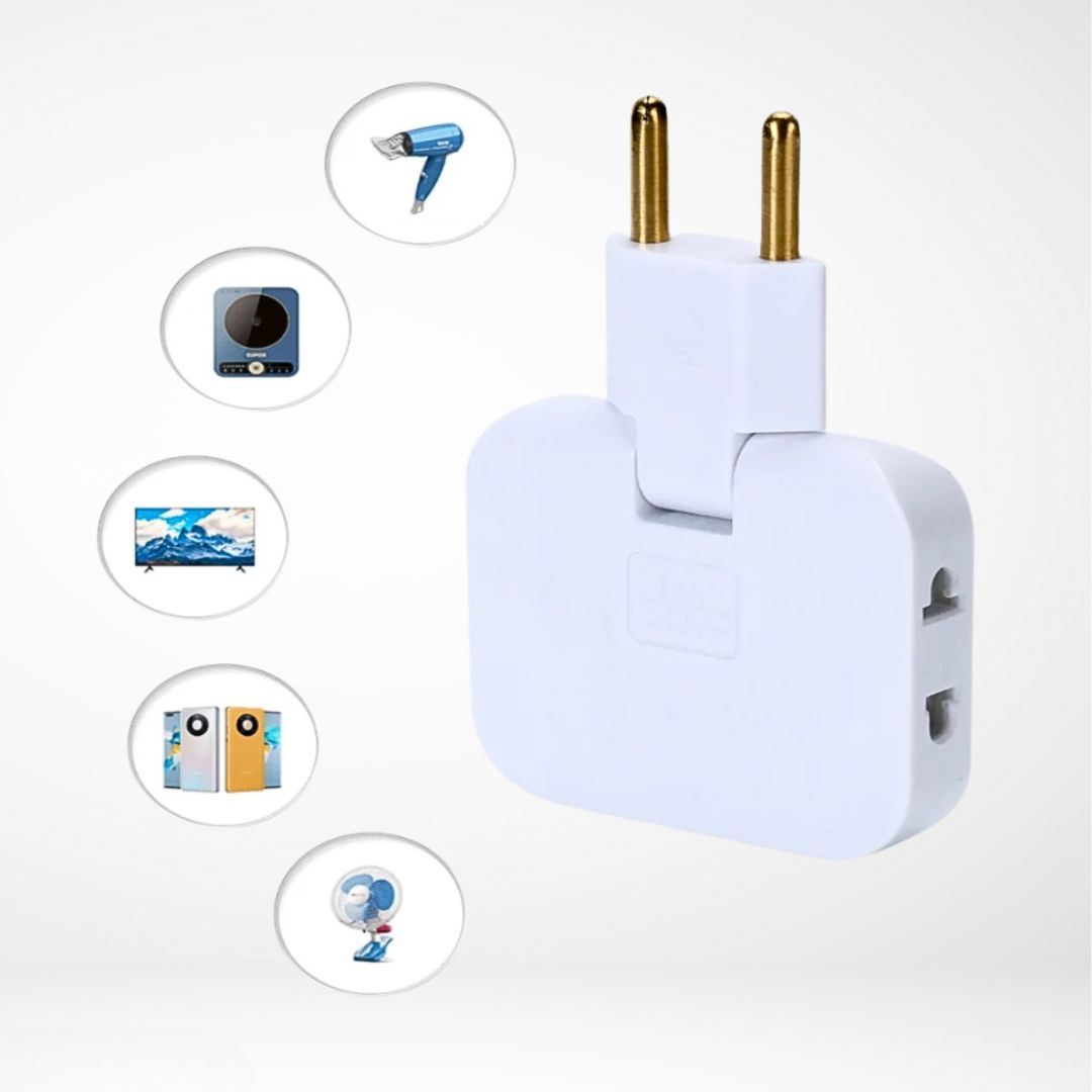 Flat Plug Adapter | 1-to-3 Socket Splitter for Tight Spaces
