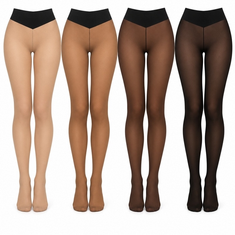 Collants doublés en polaire à l’aspect transparent
