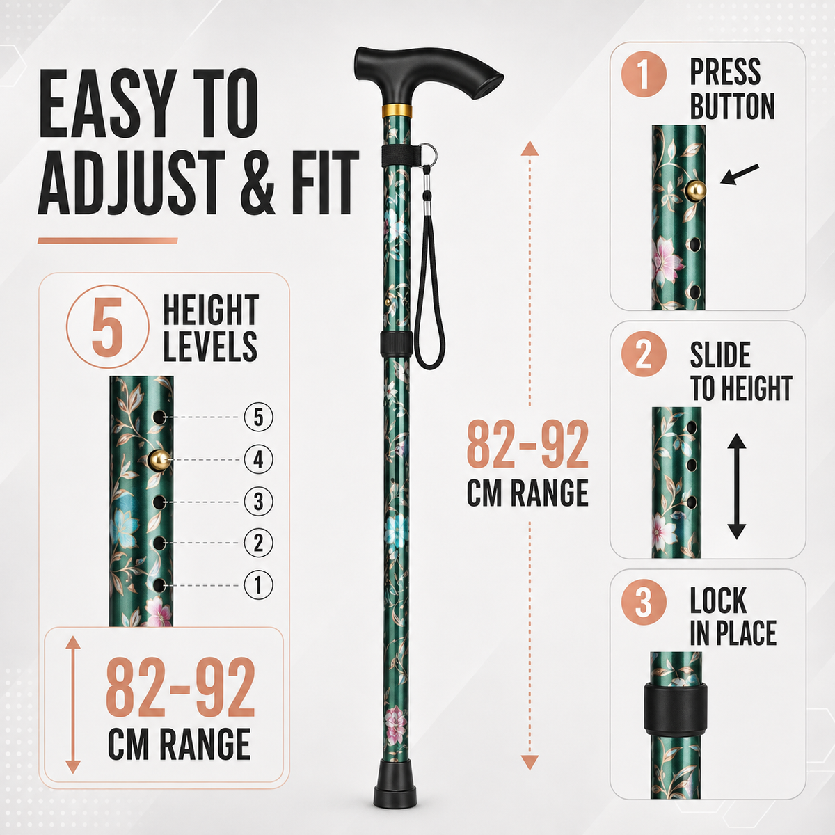 Floral Folding Walking Stick
