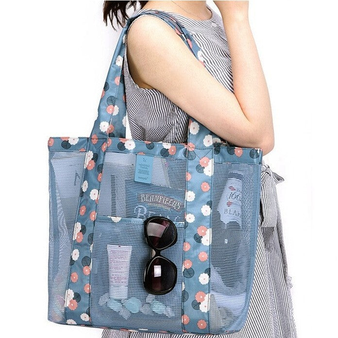 Floral Mesh Beach Tote