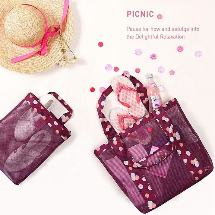 Floral Mesh Beach Tote