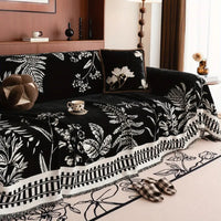 Housse de canapé en chenille florale feuillue