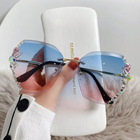 Lunettes de soleil sans monture à verres dégradés et strass
