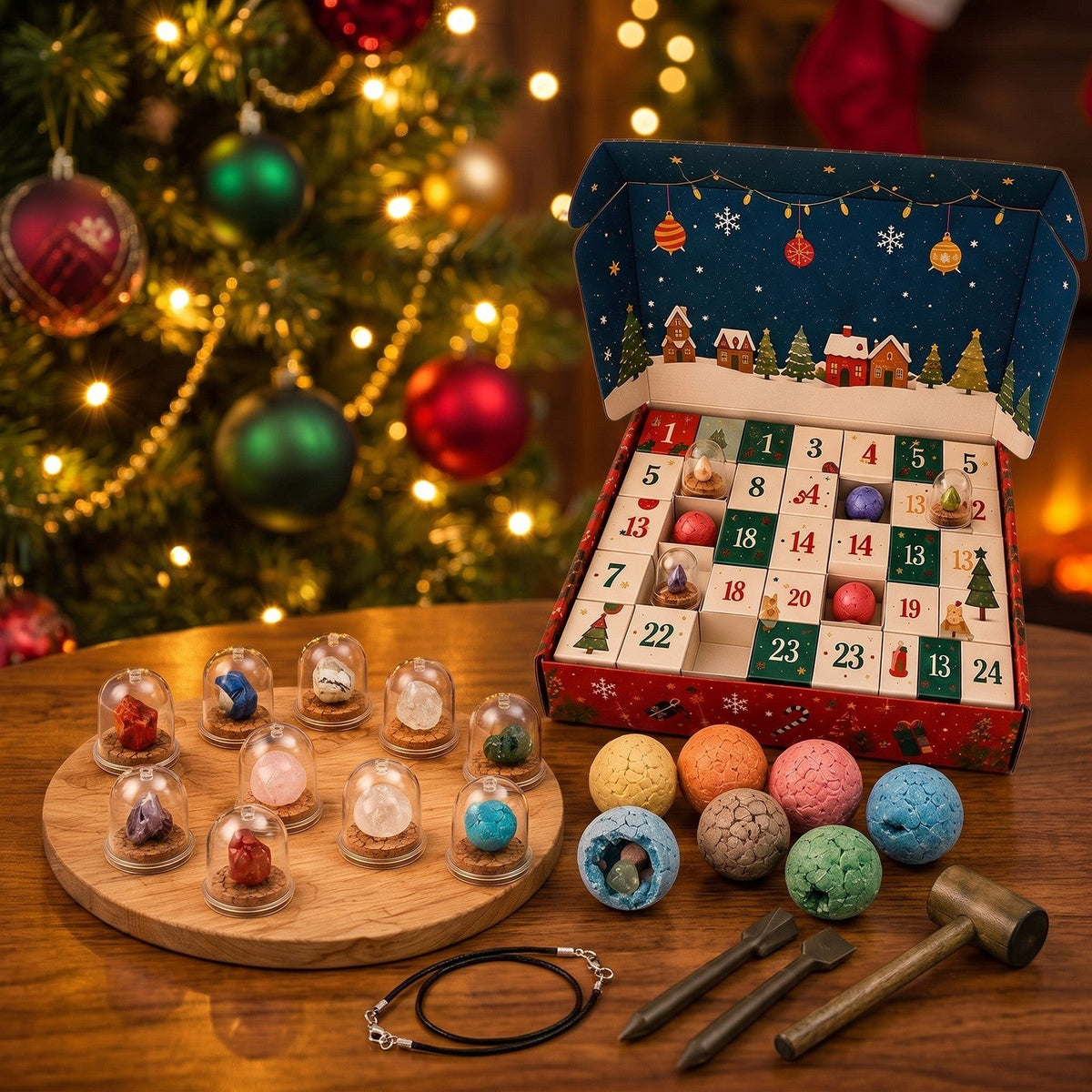 Gemstone Excavation Advent Calendar, 24 Days with Dig Balls, Tools and Stones