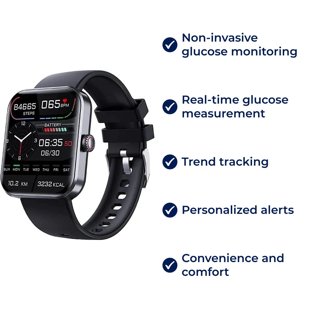 Glucowatch | Non-Invasive Blood Glucose Smartwatch – Real-Time Monitoring, Trend Tracking & Personalised Alerts Davy