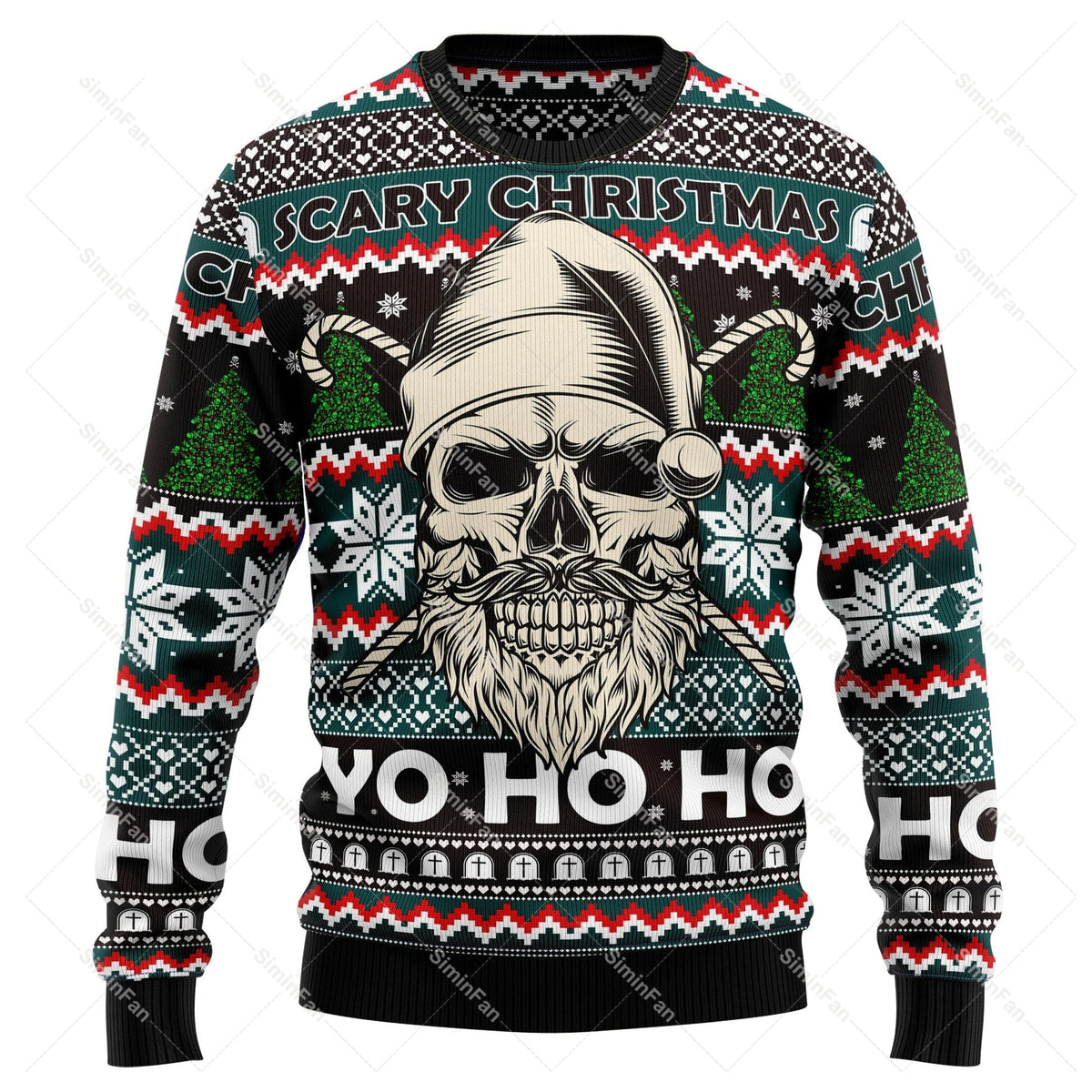 Pull de Noël GrungeFest avec motif de crâne