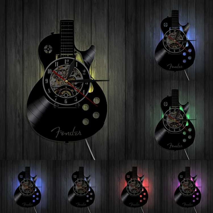 Guitar Vinyl Record Wall Clock - Unique Design for Music Lovers