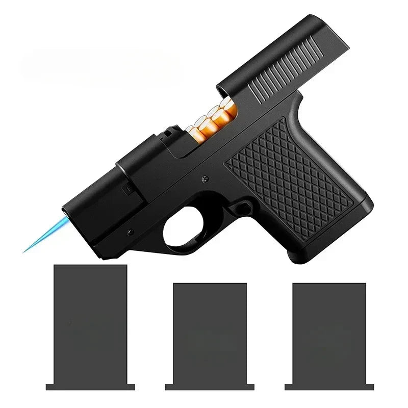 Gun-Shaped Jet Flame Lighter with Secret Storage Compartment