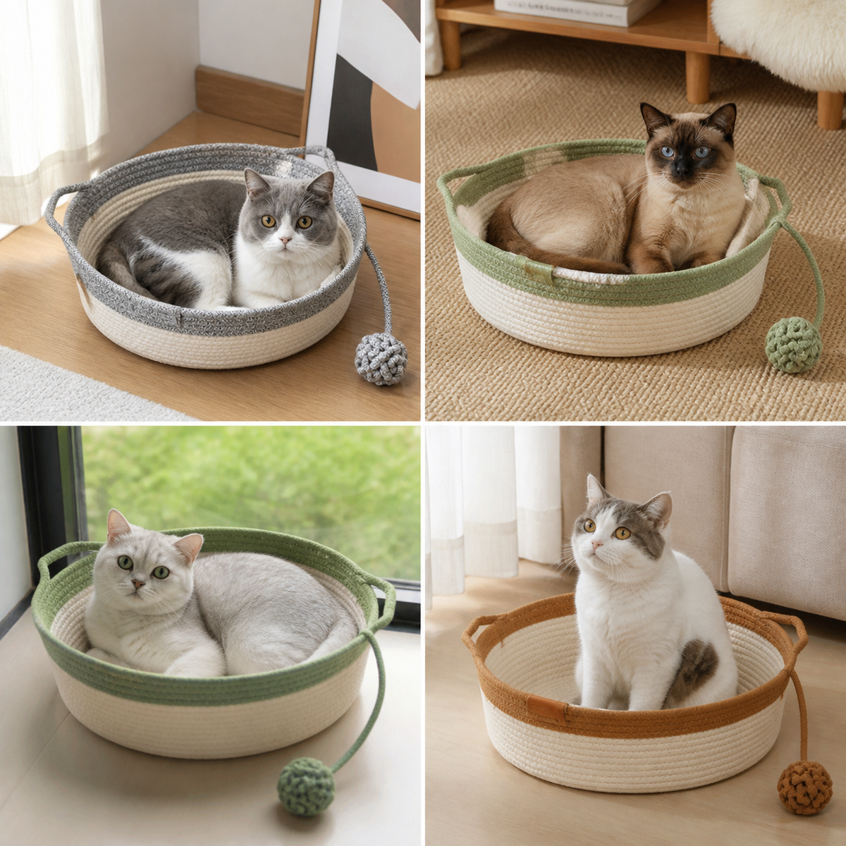 Hand-Woven Cotton Rope Cat Bed