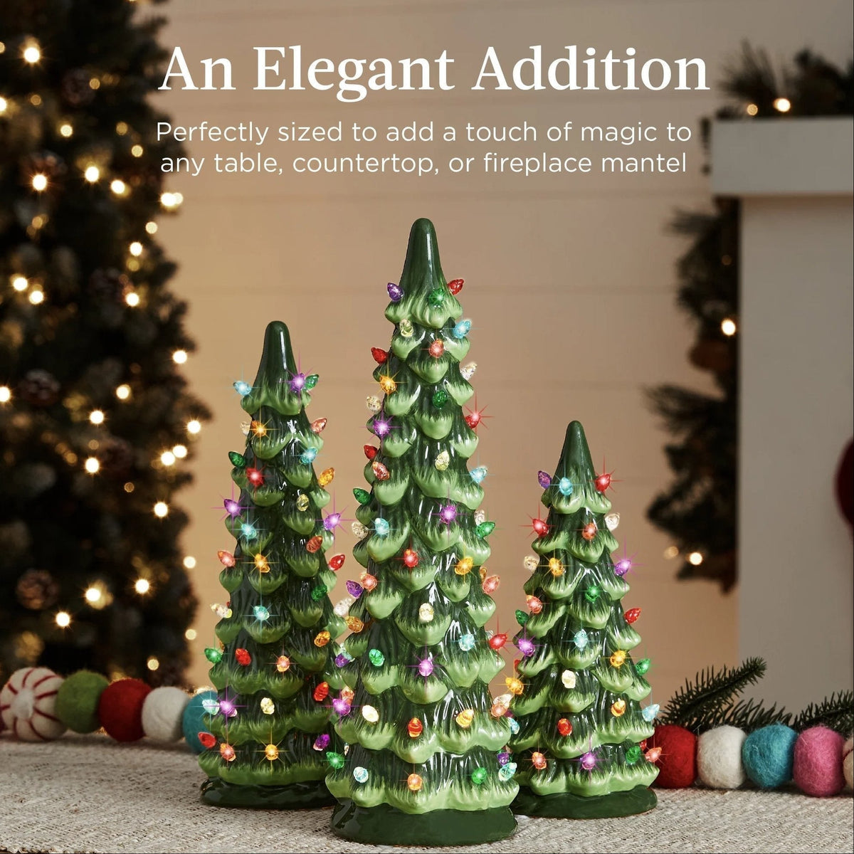 Sapin de Noël en céramique fabriqué à la main avec lumières LED
