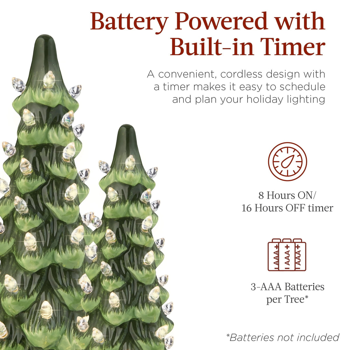 Sapin de Noël en céramique fabriqué à la main avec lumières LED