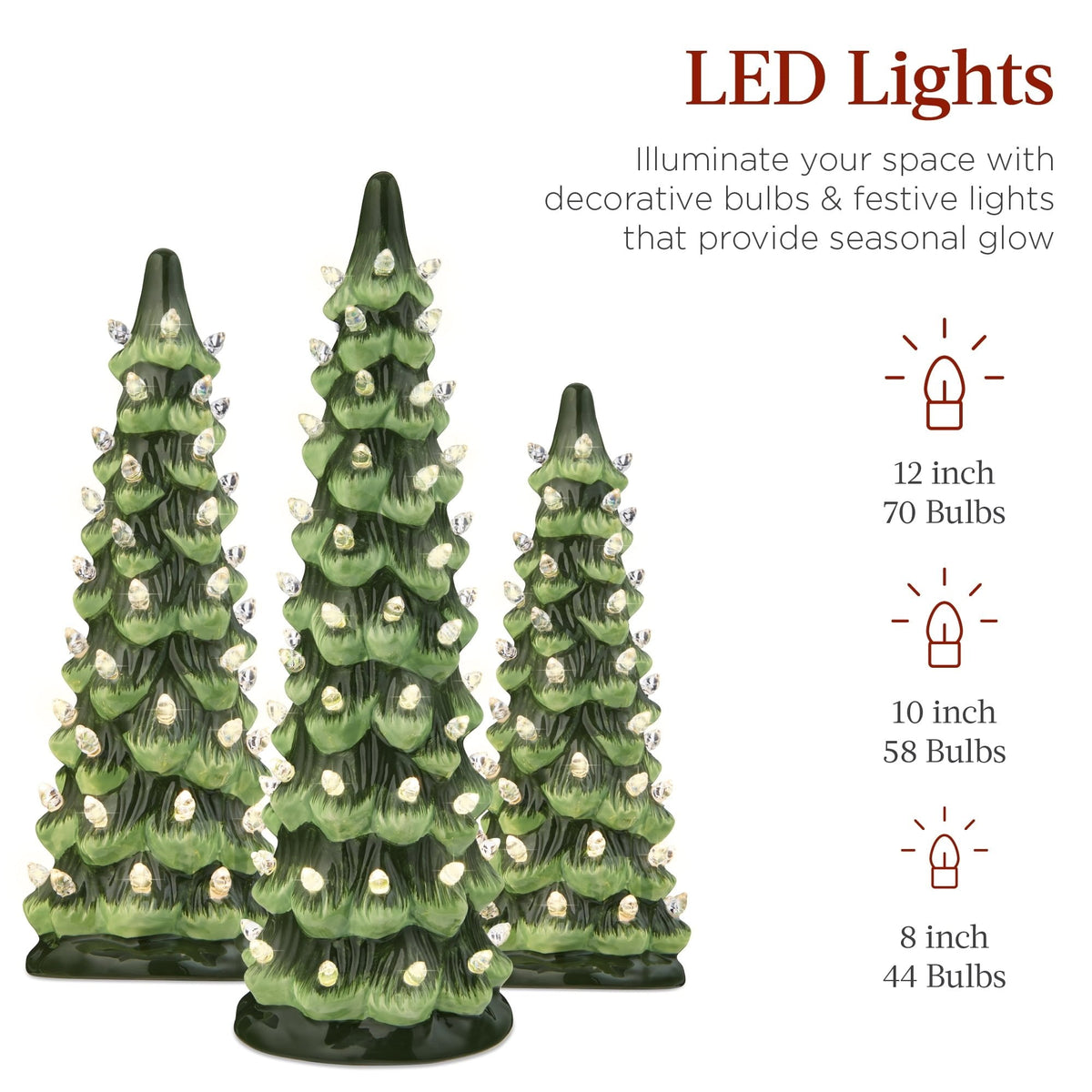 Sapin de Noël en céramique fabriqué à la main avec lumières LED