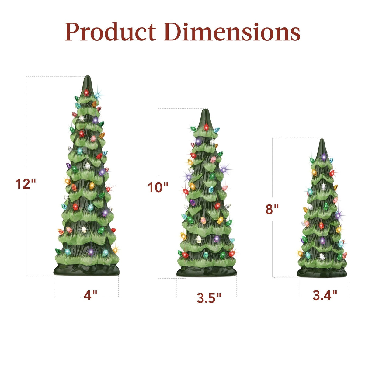 Sapin de Noël en céramique fabriqué à la main avec lumières LED
