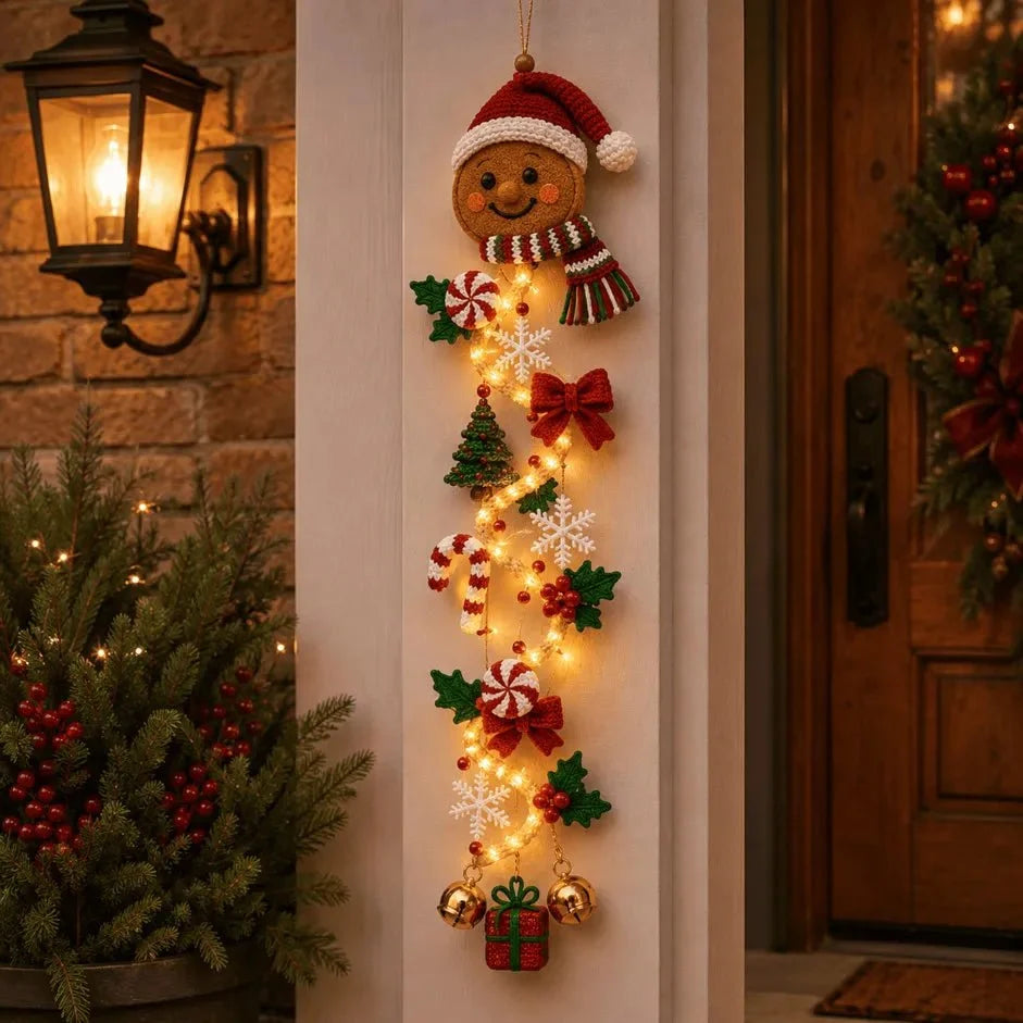 Handcrafted Christmas Door Hanger with 6 Festive Light Designs