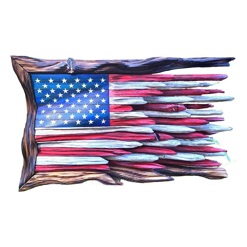 Handcrafted Rustic Driftwood American Flag Wall Relief