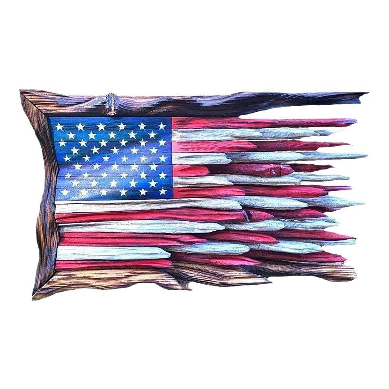 Handcrafted Rustic Driftwood American Flag Wall Relief