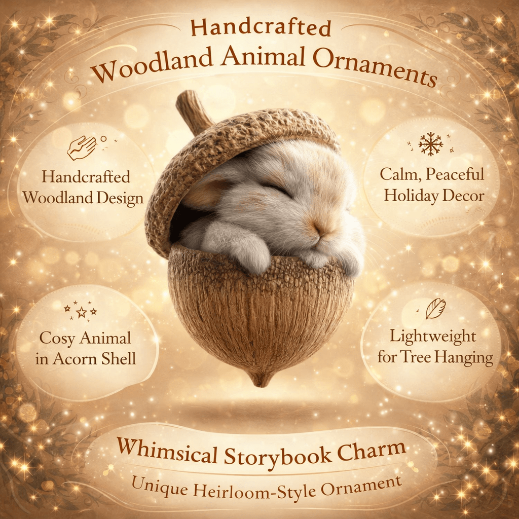Handmade Christmas Tree Ornaments with Acorn and Woodland Animal Decorations