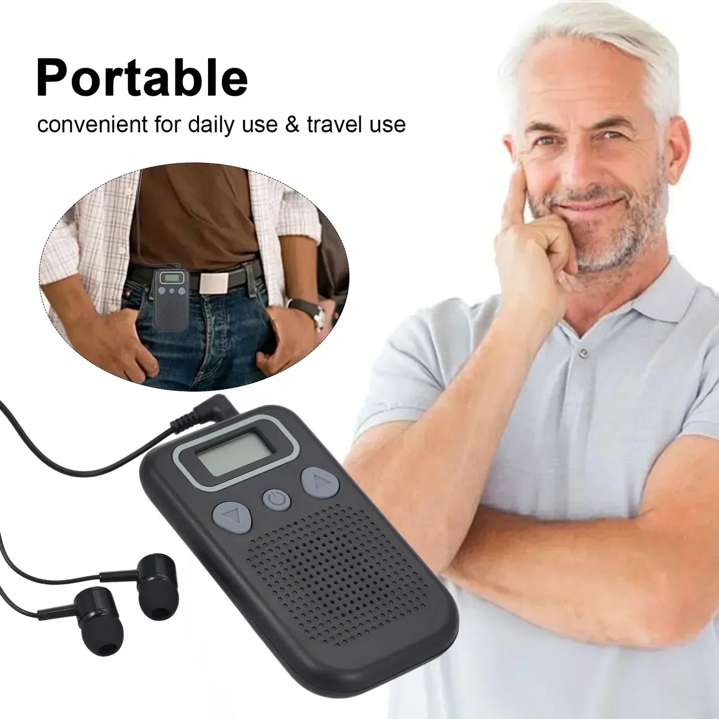 Amplificateur de son pour aide auditive – Amplificateur auditif intra-auriculaire à piles avec écouteurs pour seniors et adultes