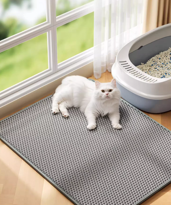 Heavy-Duty Dual-Layer Waterproof Pet Litter Mat Floor Protector